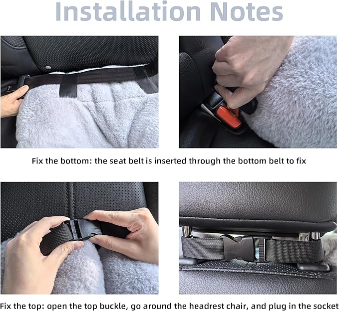 Car Travel Pillow for Adults Kids, Comfortable Sleeping Pillow for Road Trips, Soft Support Cushion for Head and Body in Back Seat, Sleep Aid for Long Car Journeys, Gray