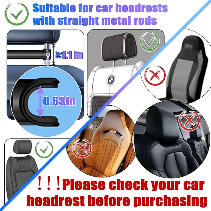 2026 Car Headrest Tablet Holder (2 Pack), Car iPad Holder for Kids, Scalable Tablet Mount for Backseat, for iPad Pro Fire HD and more, for Most Tablets/Phones, Fits Larger Tablets [Upgrade -Black]