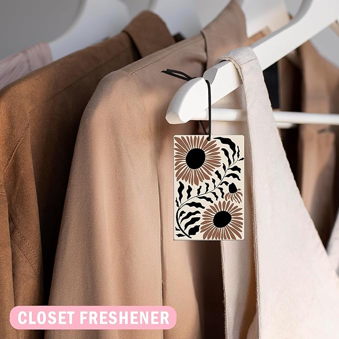 Boho Abstract Floral Car Air Freshener 4Pcs, Neutral Abstract Minimalist Flower Botanical Air Freshener for Car Interior Closet Drawer Books, Boho Retro Car Mirror Decor Hanging