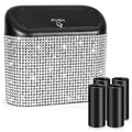 Accmor Bling Car Trash Can with Lid, Mini Auto Garbage Storage Bin with 60pcs Garbage Bags, Sparkling Crystal Trash Bags Holder Dustbin Vehicle Accessories Container Organizer (White Rhinestone)