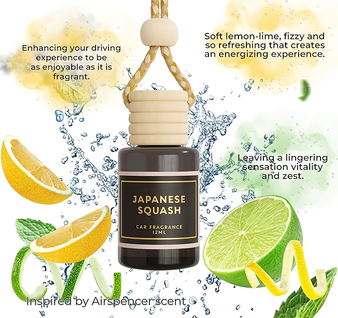Inspired by Popular Squash Scent - Long Lasting Car Freshener - Lasts up to 60 days - Japanese Squash (Light Citrus Refreshing Scent) - A+ Scents Car Hanging Diffuser