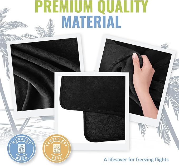 BOACAY Soft & Warm Travel Blanket for Airplane & Car - Long Flight Essential for Women, Men, Kids - Compact Pillow with Luggage Sleeve & Backpack Clip