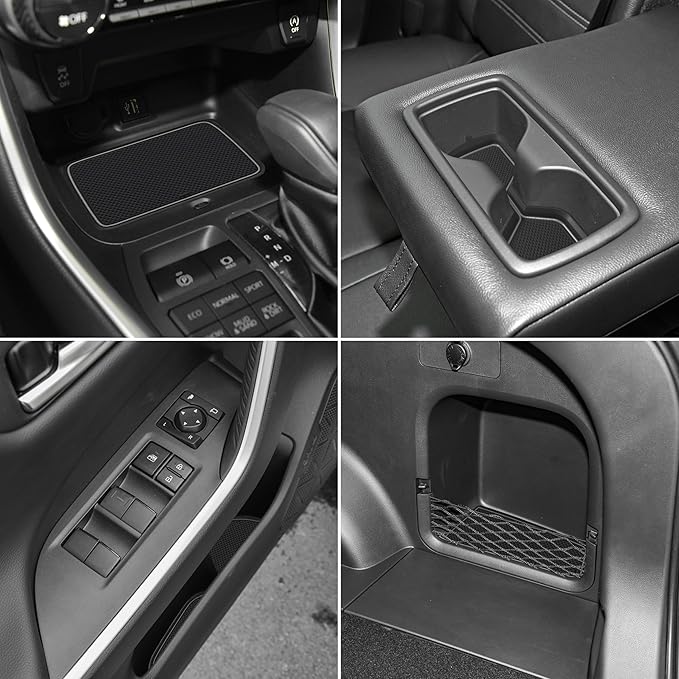 SENSHINE 3D Cup Holder Insert for Toyota Rav4 Accessories 2019-2023 2024 2025 Center Console Liner Door Pocket Mats Non-Slip Anti Dust Pad Premium Interior 16 Pcs (Gray Trim)