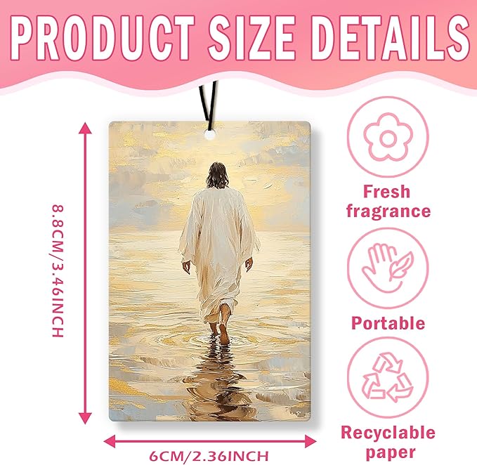 Christian Jesus Car Air Freshener 4Pcs, Jesus and Lamb Christian Air Freshener for Car Interior Closet Drawer Books, Neutral Religious Bible Verse Car Mirror Decor Hanging