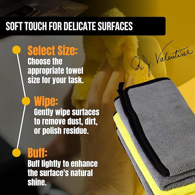 VPD Microfiber Coral Fleece Towels - Dark Yellow, Ultimate Car Drying Towels, Extra Large, Super Absorbent, Lint and Scratch Free, Perfect for Car Wax Polishing (12, 15.75" by 23.5")