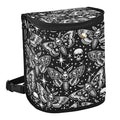 MNSRUU Car Trash Can with Lid, Digital Skull Head Moth Car Trash Bag Hanging Organizers and Storage for Front Back Seat, Leak-Proof Trash Bin