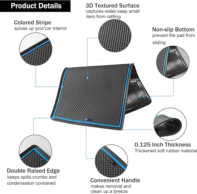 SENSHINE 3D Cup Holder Insert for Toyota Rav4 Accessories 2019-2023 2024 2025 Center Console Liner Door Pocket Mats Non-Slip Anti Dust Pad Premium Interior 16 Pcs (Blue Trim)