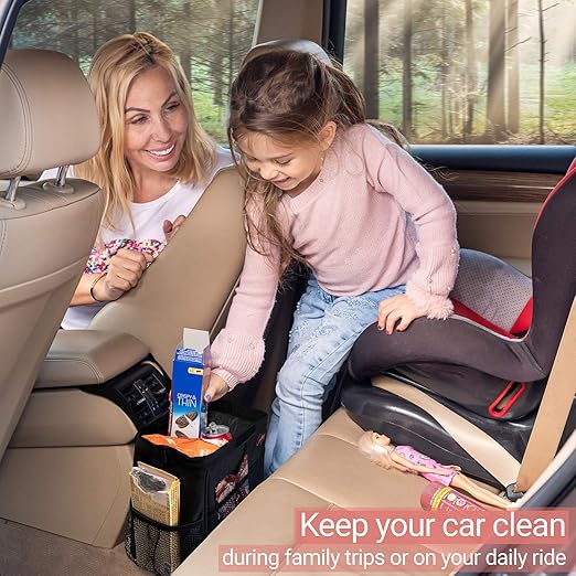 Creathing Car Trash Can Foldable, Waterproof | Organizer Bag or Garbage Can for Console/Seat (Medium, Black), 2 Gallons