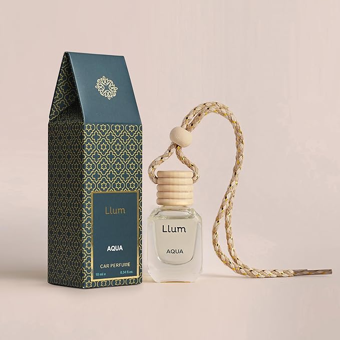 Aqua Hanging Air Freshener for Car, Home | with AC Vent Clip |10ml, 0.34 fl.oz |Luxury, Organic, Toxin-Free, Alcohol-Free Perfume |Interior Accessory for fresh Aroma|Long Lasting Fragrance