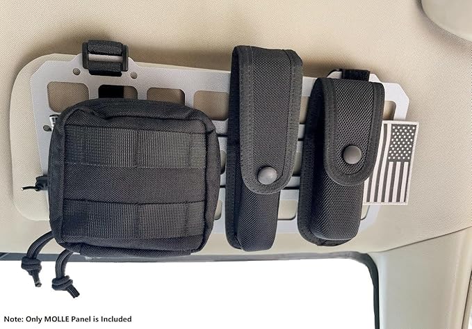 TACNEX Vehicle Rigid MOLLE Panel for Car Visor Organizer EDC Pouch Tool Holster Bag Holder Tactical Gear Rack Truck Equipment Mount Plate Modular Storage Shelf Auto Interior Accessories Light Grey