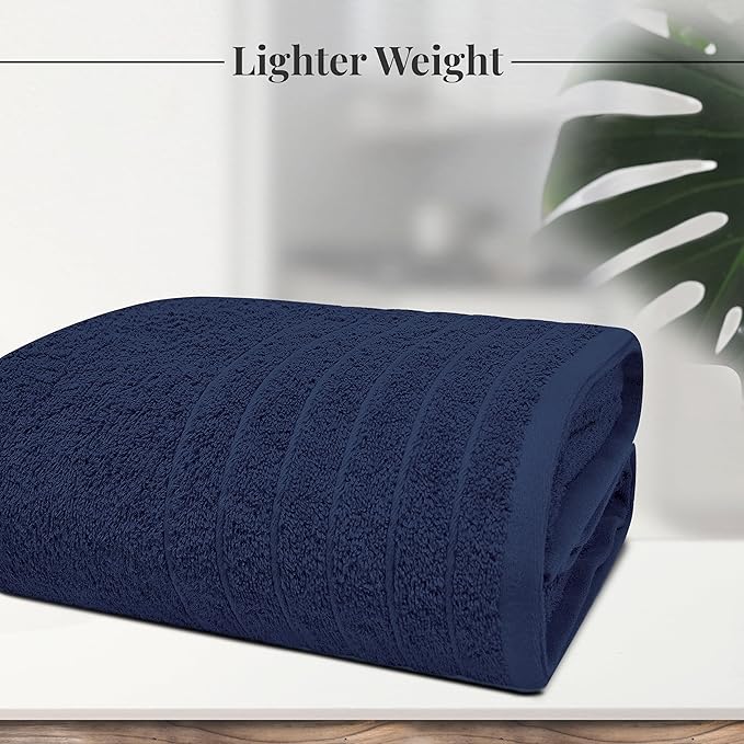 Tens Towels Pack of 1 Jumbo Bath Sheet 40 x 80 Inches, Extra Large & Light Weight, Quicker to Dry, 100% Cotton, Super Soft & Absorbent, Perfect to Wrap Yourself in, Navy