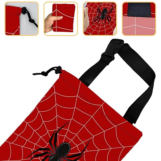 Spider Web Car Garbage Bag, Small Car Trash Bag Hanging,Drawstring Car Garbage Bag with Adjustable Buckle for Car Back Seat,SUVs,Camping,Road Trips