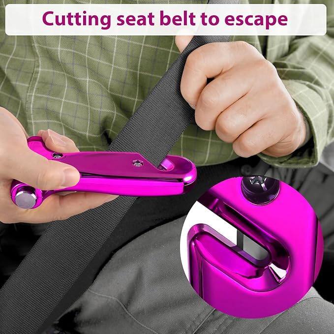 Window Breaker, 3-in-1 Emergency Escape Tool with seat Belt Cutter and Glass Breaker, Safety Emergency Car Escape Tool for Car, Electroplating Pink