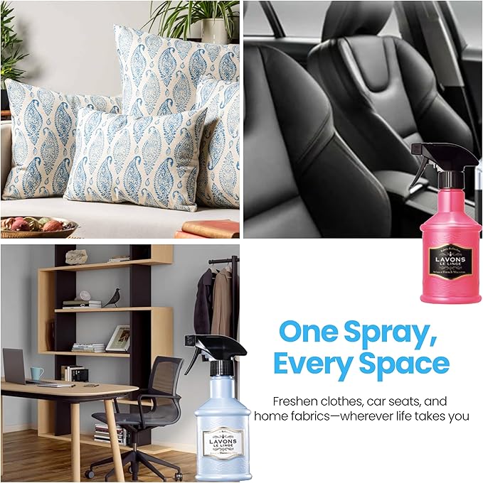 LAVONS Fabric Freshener Spray Kids& Pet Safe, Fabric Refresher Spray for Clothes& Furniture, Smoke Odor Eliminator for Houses, Offices, Car& Hair, Shoe Deodorizer from Japan 12.5 Fl Oz SHINY MOON