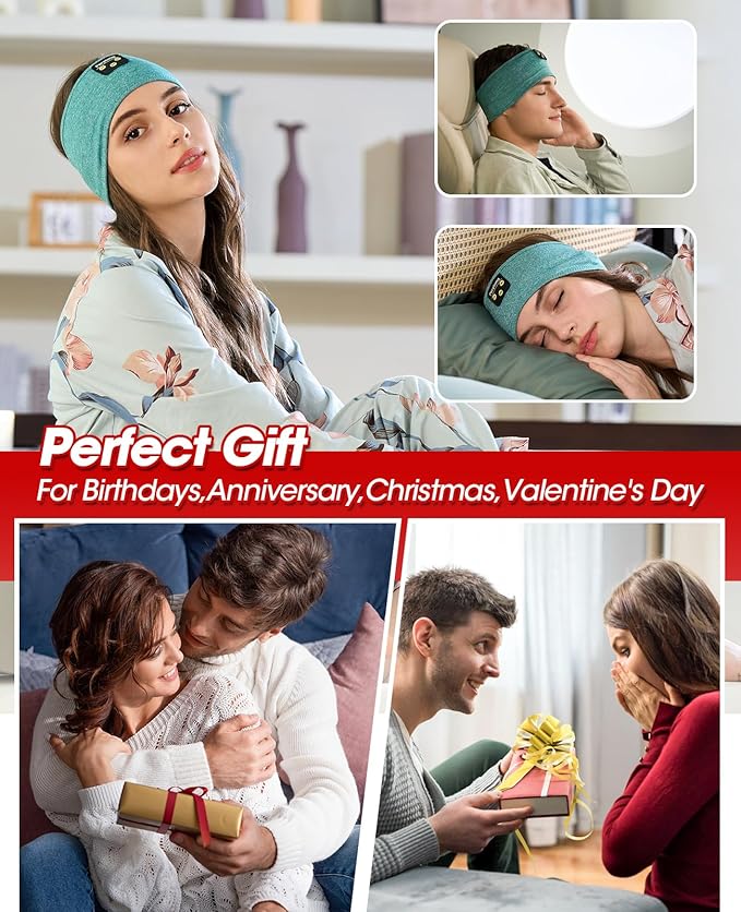 Perytong Sleep Headphones Wireless, Bluetooth Sports Headband Headphones with Ultra-Thin HD Stereo Speakers Perfect for Sleeping,Workout,Jogging,Yoga,Insomnia, Air Travel, Meditation (Green)