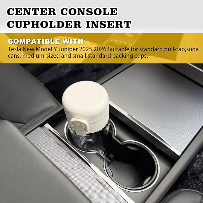 Dermon Cup Holder Insert for Tesla New Model Y Juniper 2025 2026 Drink Limiter Center Console Water Cup Holder TPE Interior Accessories