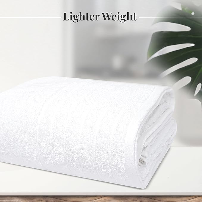 Tens Towels Pack of 1 Jumbo Bath Sheet 40 x 80 Inches, Extra Large & Light Weight, Quicker to Dry, 100% Cotton, Super Soft & Absorbent, Perfect to Wrap Yourself in, White