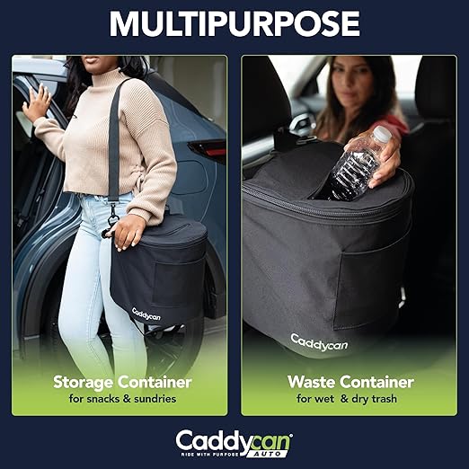 Auto - Car Trash Can with Lid | Compact, Durable Multipurpose Trash Bin and Organizer for Commuting, Adventures | Utility Pockets and 100% Leak-Proof
