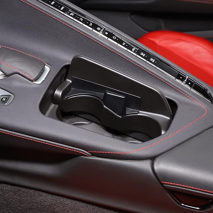 CHEAYAR Cup Holder Inserts Compatible with Chevrolet Corvette C8 2020-2023 Z06 Z51, Expander for Car, Pocket Organizer, Shelves Designed Things Like Phones and Glasses, Accessory (C8-SBJ)