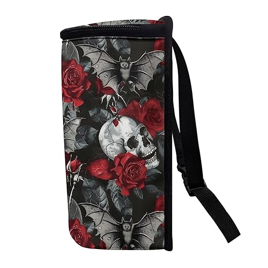 Gothic Skull Car Trash Bags for Back Seat Rose Auto Hanging Trash Can with Lid Car Trash Bag Storage Organizer Universal Automobile Interior Accessories