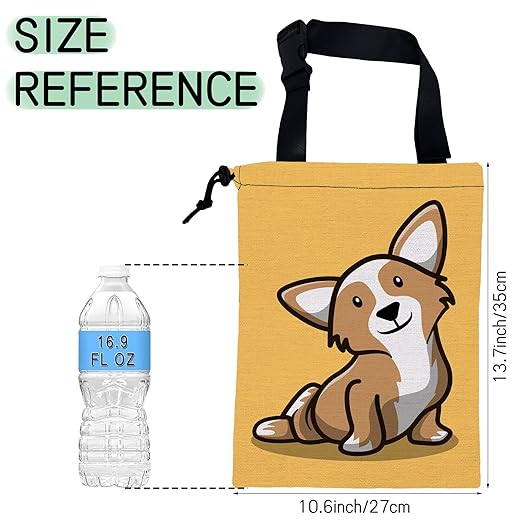Cute Dog Car Trash Bag,Hanging Drawstring Car Garbage Bag,Waterproof Canvas Car Back Seat Organizer with Adjustable Buckle,for Vehicles,SUVs,Camping,Road Trips
