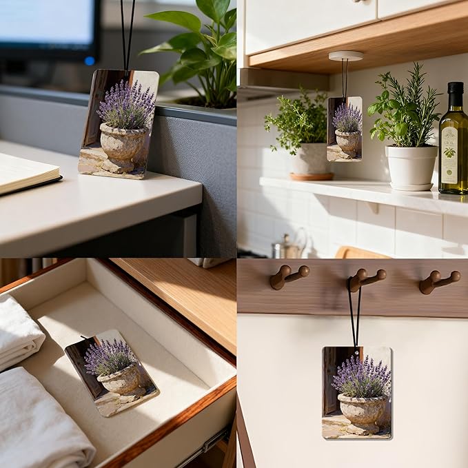 Vintage Cottagecore Floral Air Freshener 4Pcs, Artistic Lavender & Flower Scene Air Freshener for Car Interior, Closet, Drawer, Books, Car Mirror Decor Hanging, Gift for Women