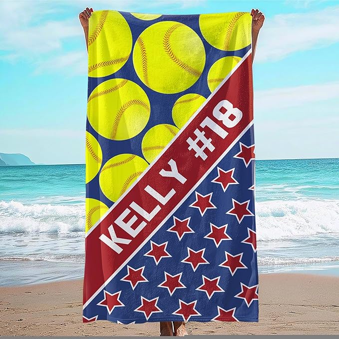 Personalized Beach Towel With Name, Custom Beach Towel with Text, Customized Microfiber Pool Towel, Quick Dry & Absorbent Swim Towel for Adult,Anniversary, Birthday, Summer Holiday,vacation, Tennis