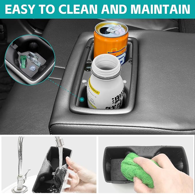 Rear Row Seat Cup Holder Organizer Compatible with 2019-2025 Toyota RAV4 Accessories, Noise-Free Water & Dust Proof TPE Insert Backseat Drink Holder for 2019-2025 RAV 4 Accessories