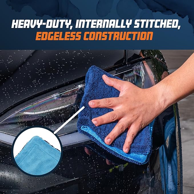 Chemical Guys Little Megalodon Multi Purpose Microfiber Towel (2 Pack) 13.7 x 13.7 Inch – Ultra Plush Detailing Towels for Car Wash, Drying, Interior Cleaning, Glass, Dusting & Polishing