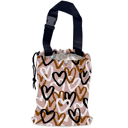Romantic Hearts Car Trash Bag,Hanging Drawstring Car Garbage Bag,Waterproof Canvas Car Back Seat Organizer with Adjustable Buckle,for Vehicles,SUVs,Camping,Road Trips