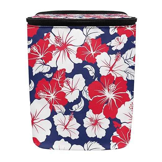 Hibiscus Flower Car Garbage Bag with Lid Auto Dustbin Organizer Container for Floor Seat Back Hanging Vehicle Trash Can Accessories Interior Auto Decor
