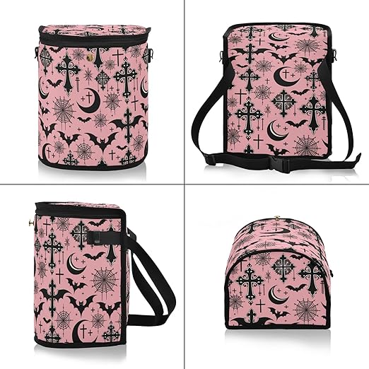 MNSRUU Car Trash Can with Lid, Black Gothic Moon Spider Webs and Bats Car Trash Bag Hanging Organizers and Storage for Front Back Seat, Leak-Proof Trash Bin