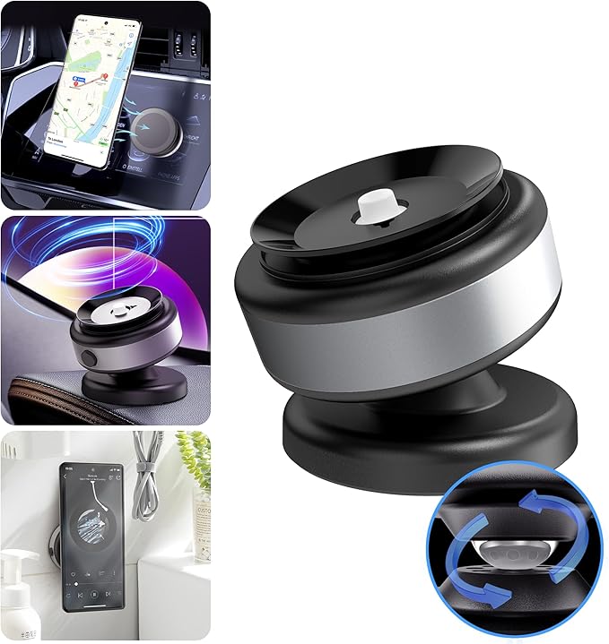 Fostex Super Strong Magnetic Phone Holder for Car & Desk, N52 Magnet 360 Rotation Phone Mount, Secure Grip for All Phones on Dashboard/Glass/Wall