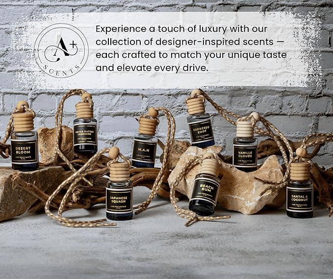 Inspired by Popular Squash Scent - Long Lasting Car Freshener - Lasts up to 60 days - Japanese Squash (Light Citrus Refreshing Scent) - A+ Scents Car Hanging Diffuser