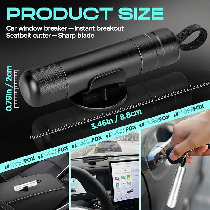 Car Window Breaker Seatbelt Cutter, 2 In1 Safety Hammer Car Glass Breaker Tool, Emergency Window Breaker for Car Under Water