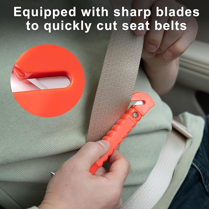 Car Safety Hammer Set of 2, Auto Car Escape Tool, Car Window Glass Hammer Breaker and Seat Belt Cutter Escape 2-in-1 Tool, for Family Rescue and Auto Traffic Accident Emergency Escape