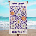 JML Personalized Beach Towel with Name, Custom Flower Beach Towel, Customized Microfiber Pool Towel, Quick Dry & Absorbent Swim Towel for Adult,Anniversary, Birthday, Summer Holiday,Vacation