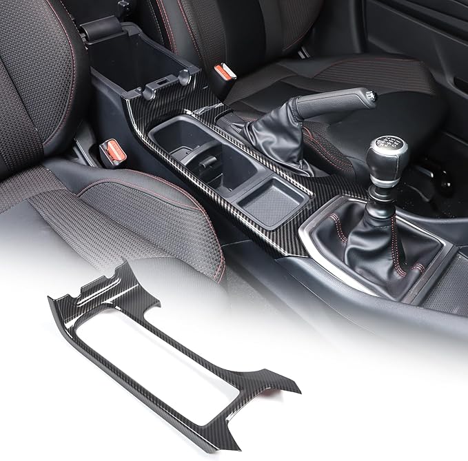 Daeiclru Car Gear Shift Panel Cup Holder Frame Cover Compatible with Subaru WRX Levorg 2022-2025, Center Console Accessories Trim (Carbon Fiber Pattern)