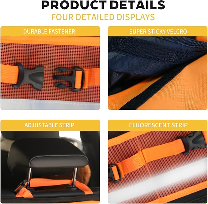 Backseat Hanging Trunk Organizer for SUVs, Cars, Trucks & MPVs | Multi-Pocket Storage with Anti-Slip Straps | Space-Saving Auto Accessory for Men & Women | Orange, 37.8" x 18.1" - K230