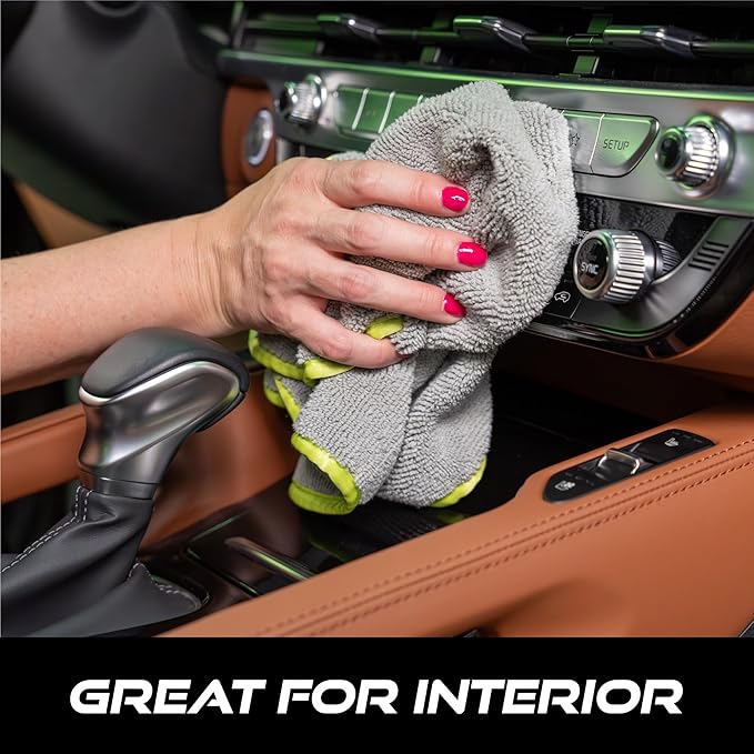 VIKING Utility Microfiber Towel for Car Interior and Exterior Use, Professional Towels for Detailing and Car Wash Kit, 350gsm, Grey, 16 Inch x 16 Inch, 8 Pack