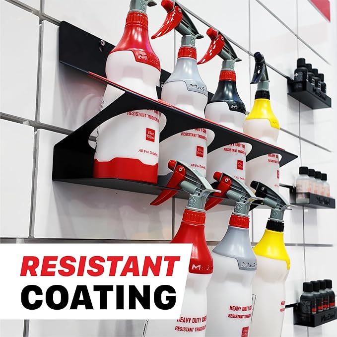 Maxshine Universal Detailing Spray Bottle Holder – Mobile Detailing & Car Garage Organizer, Holds 5 Bottles (16/32oz) with 4 Small Holes – Lightweight Design, Easy Wall Mounting