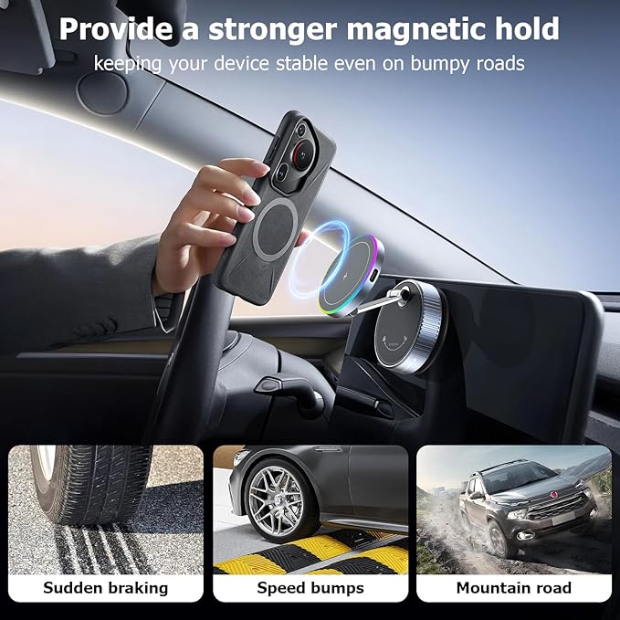Vacuum Magnetic Phone Holder, 360° Adjustable Suction Phone Mount, The Charger for Magsafe Car Mount with Strong Vacuum Suction, Gifts for Men, Phone Holder for Your Car for iPhone 17 Pro Max
