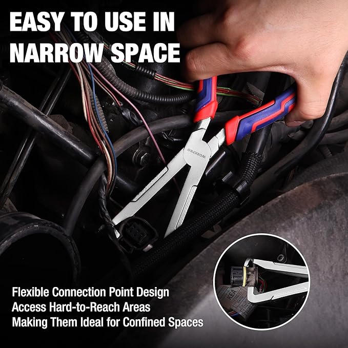 WORKPRO Electrical Disconnect Pliers, 8 Inch Automotive Electrical Connector Pliers with Ergonomic Handle, Fixion Tools Pliers, Automotive Plug Removal Tool for Car Fuel Pump, Spark Plug