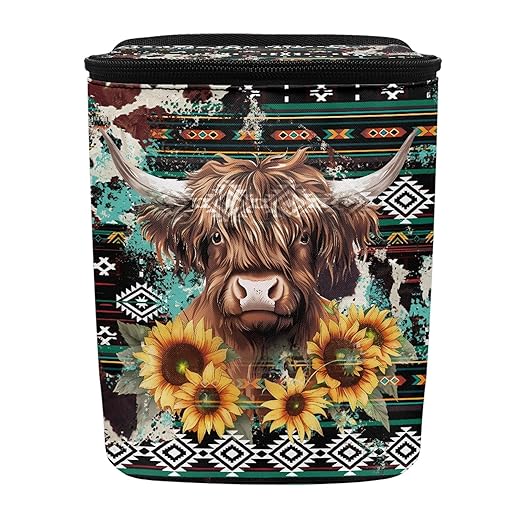 Highland Cow Car Trash Bag Southwest Aztec Car Trash Interior Accessories for Back Seat Headrest Sunflower Car Trash Bin Hanging Trash Bag for Car Garbage Can