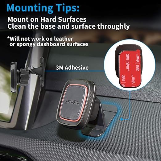 APPS2Car 3M Vhb Sticky Adhesive Pads Replacement Mounting Tape 4 Pcs, Dashboard Sticker Pads for Magnetic Phone Car Mount,Car Mount Adhesive,Double Sided 3M Adhesive Pads,Car Mount Sticker Tapes