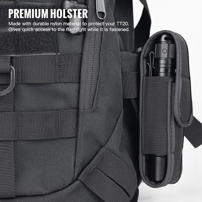 ThruNite TT20 Tactical Dual Switch LED Flashlight, High 2010 Lumens, Long 305 Meters Beam Distance, USB-C Rechargeable Flashlight Compact for Hunting, Hiking - Black CW