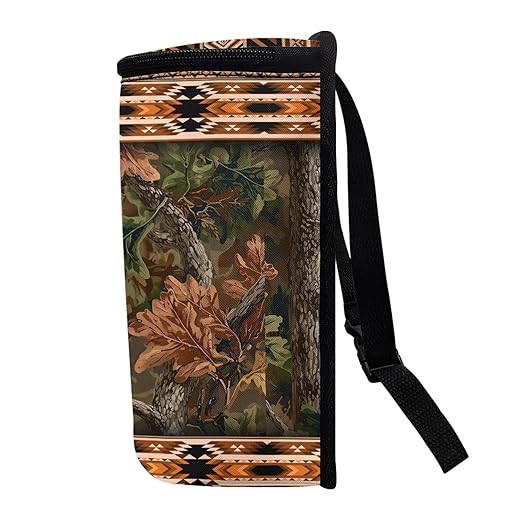 Southwest Aztec Tribal Bear Car Garbage Can with Adjustable Straps Zip Closure Car Trash Bin Multipurpose Storage Box for Travel Camping Picnicing