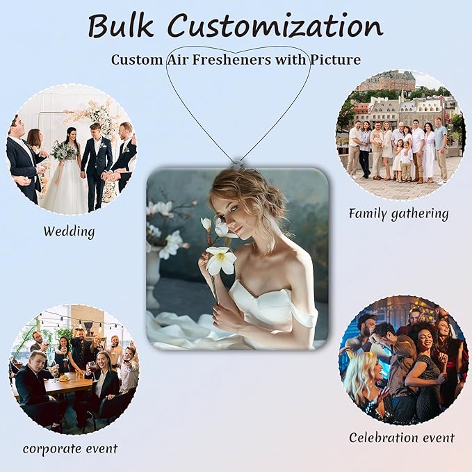 10-1000Pcs Custom LOGO Air Fresheners, Customized Bulk Car Air Freshener, Personalized Photo Company Text LOGO Air Fresheners Brand Wedding Gifts (Square)