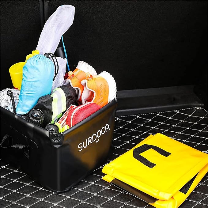 SURDOCA Fully Waterproof Car Trunk Organizer, Foldable Truck Organizer, Multifunctional Collapsible Car Storage Bag, Anti-Mud Trunk Storage Organizer 18 Liters