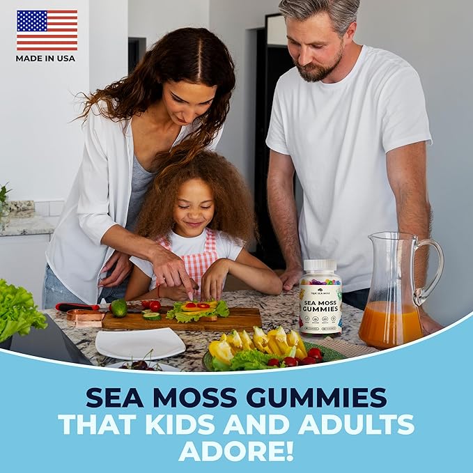 TrueSeaMoss Irish Sea Moss Gummies with Burdock Root & Bladderwrack – Formula for Adults & Kids – 60 Gummies